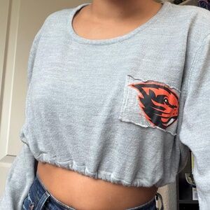 Oregon State Crop  Reworked Vintage Gray Sweater Small
